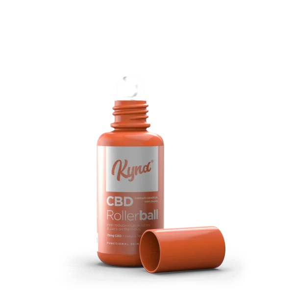 Kynd's CBD Sports Roller Ball Packed with 75mg of CBD, grapeseed, rosemary, and black pepper oils for muscle recovery. Say goodbye to aches and pains.