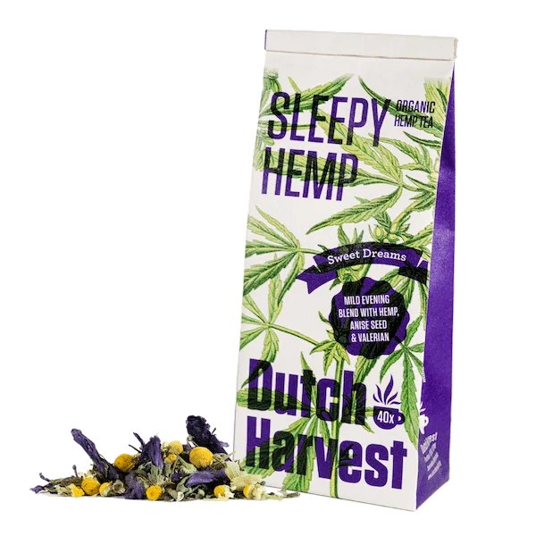 Dutch Harvest Sleepy Hemp Tea Hemp leaves and flowers in UK